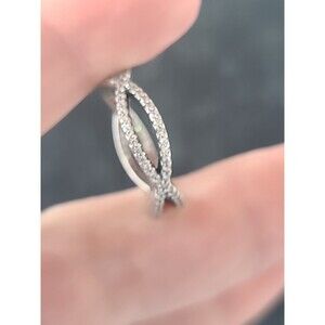 Pandora 925 Sterling Silver CZ Crossing Paths Ring 56 Size US 7.5 Retired